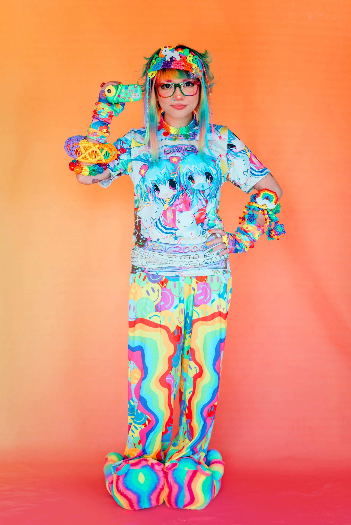 Neon Smile Wide-Leg Pants