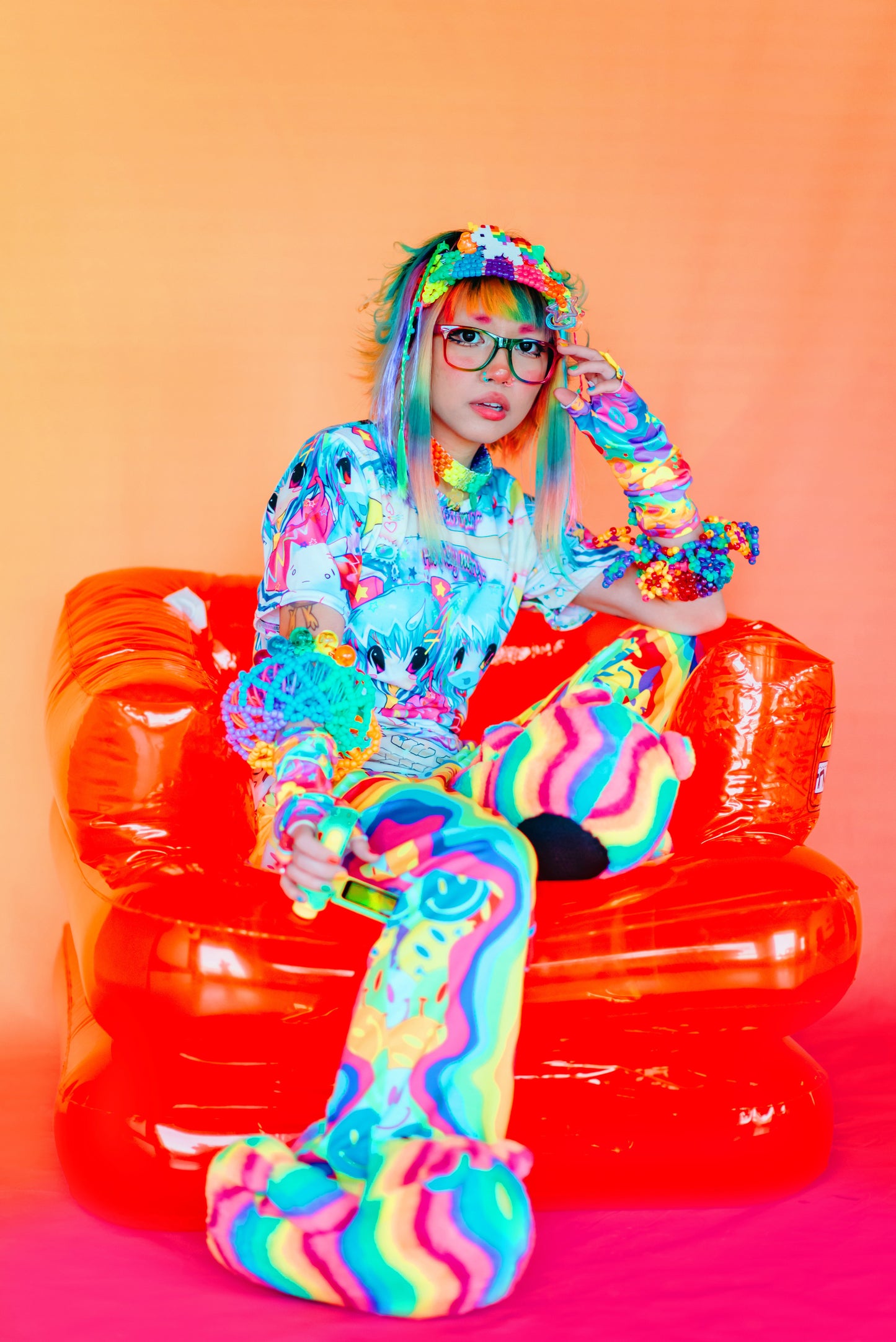 Neon Smile Wide-Leg Pants