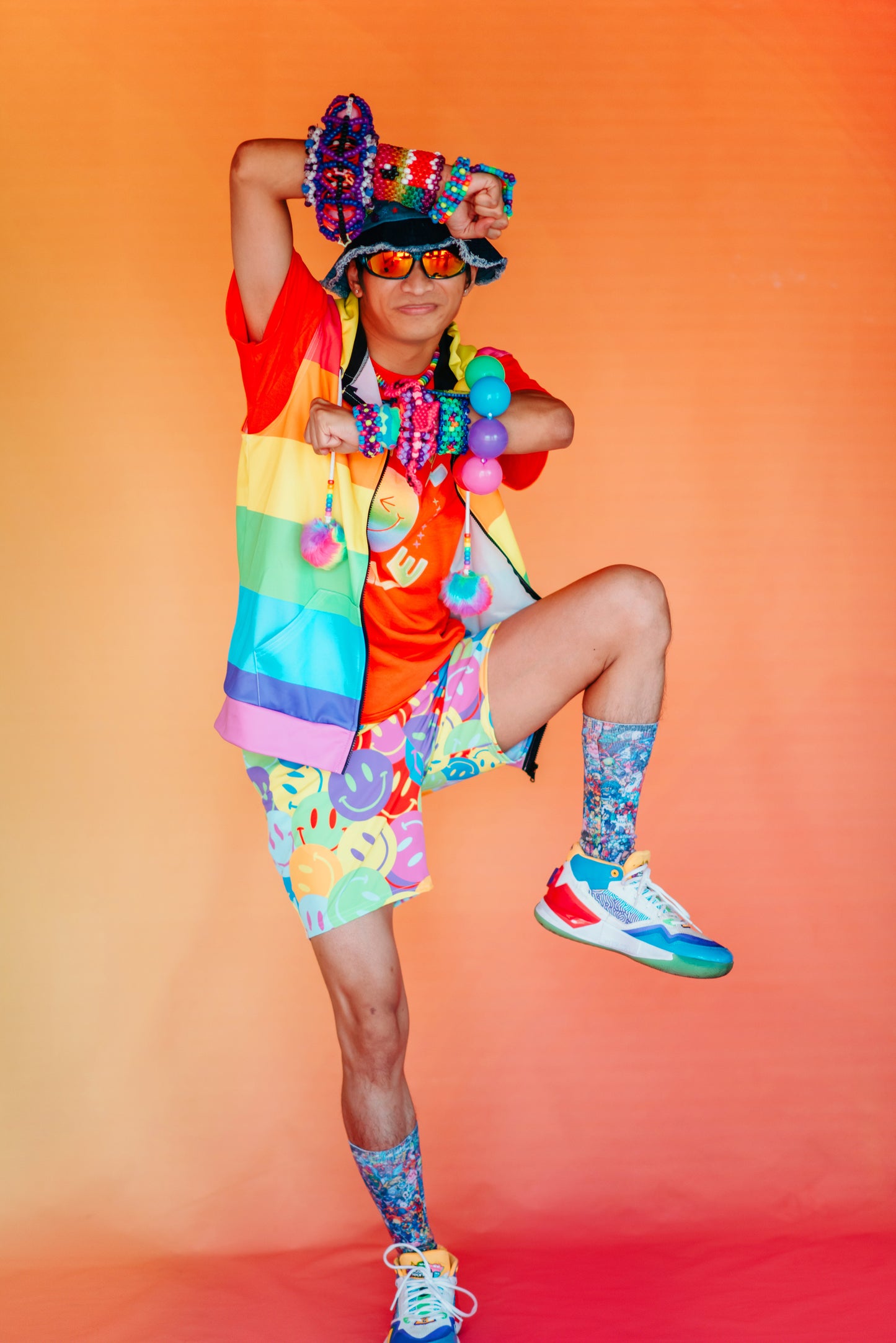 Neon Smile Long Shorts
