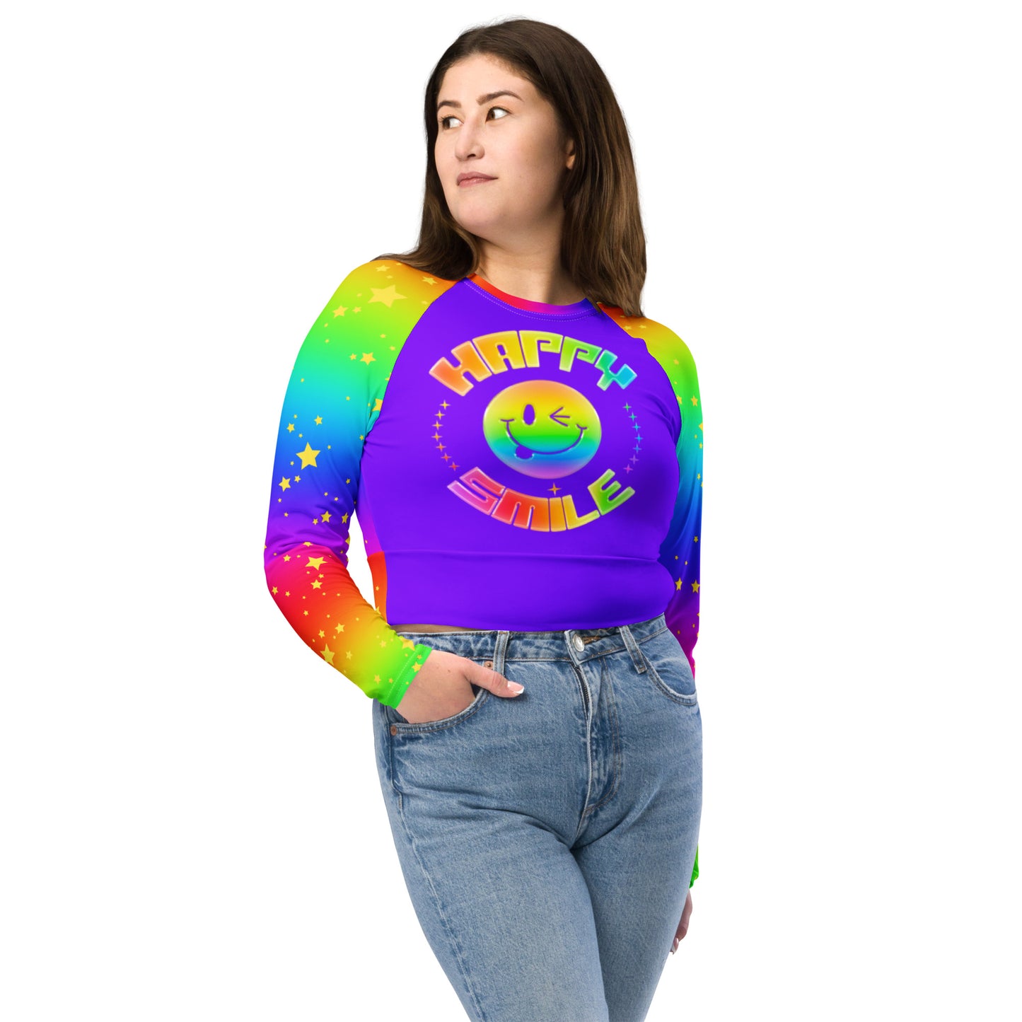 Happy Smile Long-Sleeve Crop Top