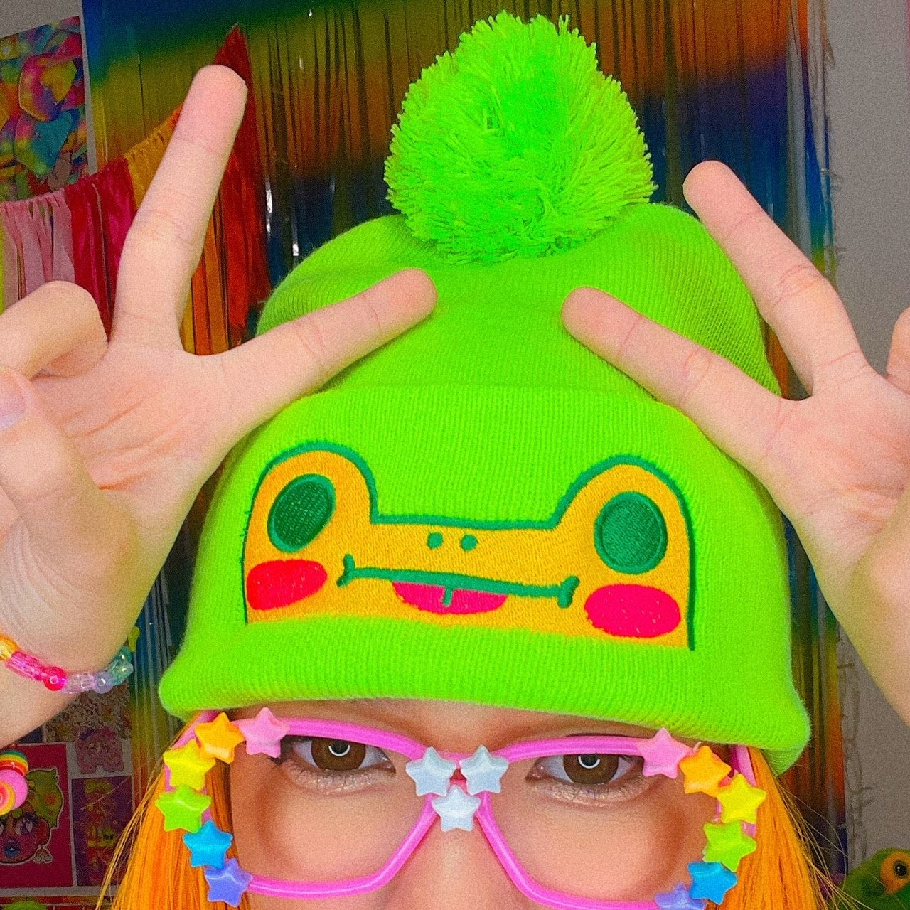 Frog Mlem Pom-Pom Beanie