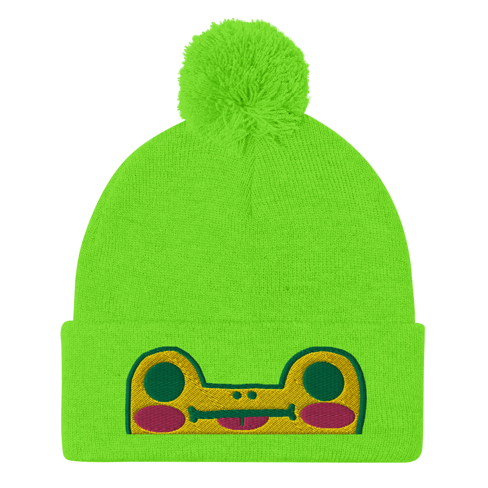 Frog Mlem Pom-Pom Beanie